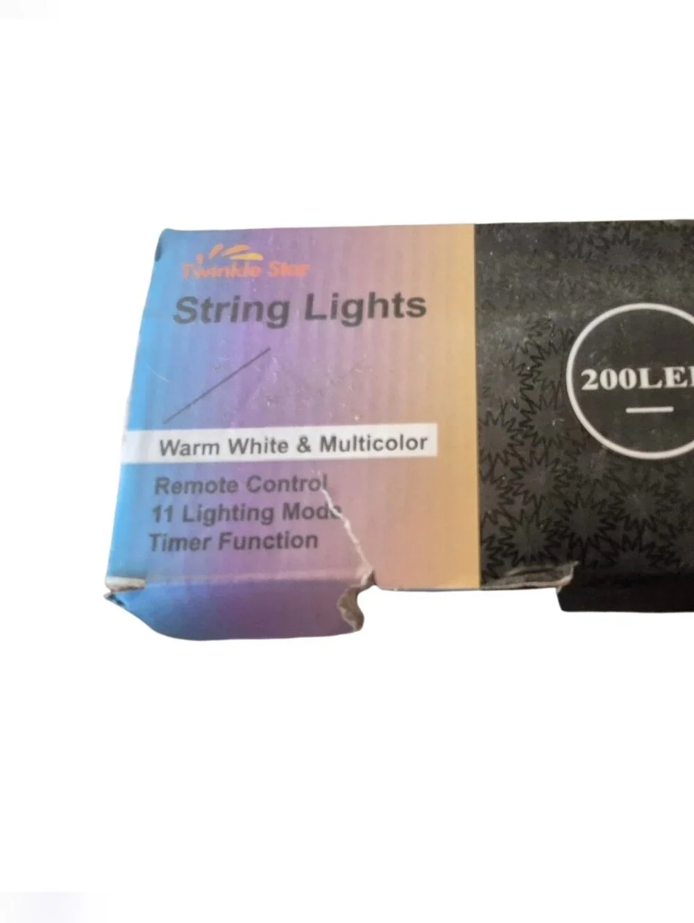 Twinkle Star 200 LED String Lights - Black Wire with White Remote
